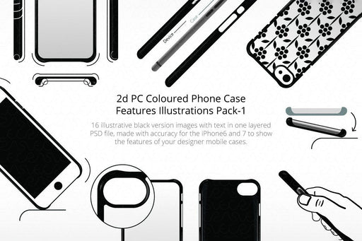 2D PC Colored Phone Case Features Illustrations Pack 1