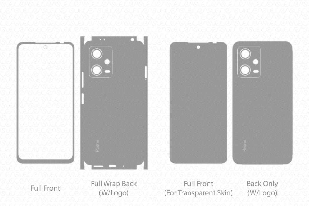 Redmi Note 12 5G Skin Template Vector 2023