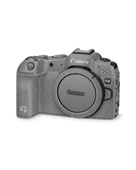 Canon EOS R8 Camera (2023) Vinyl Skin Mockup PSD Template