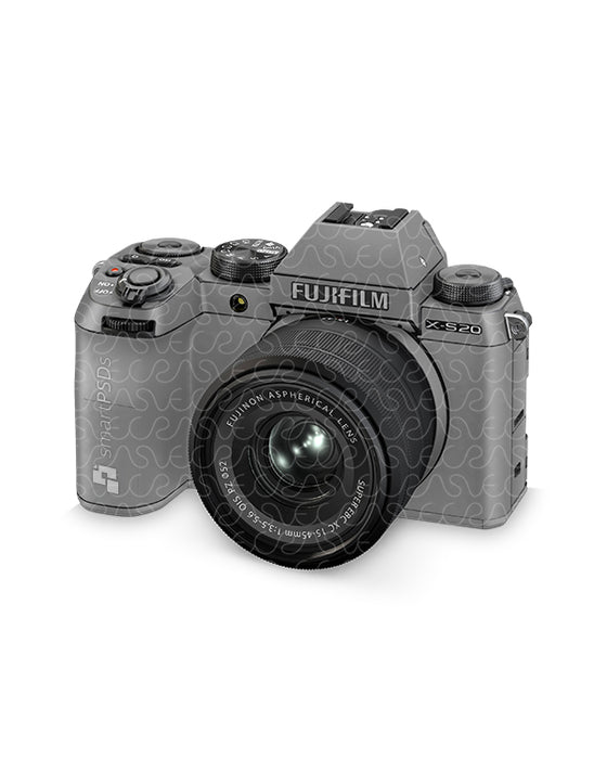 FujiFilm X-S20 Mirrorless Camera 2023 | Skin Design Mockup PSD Template