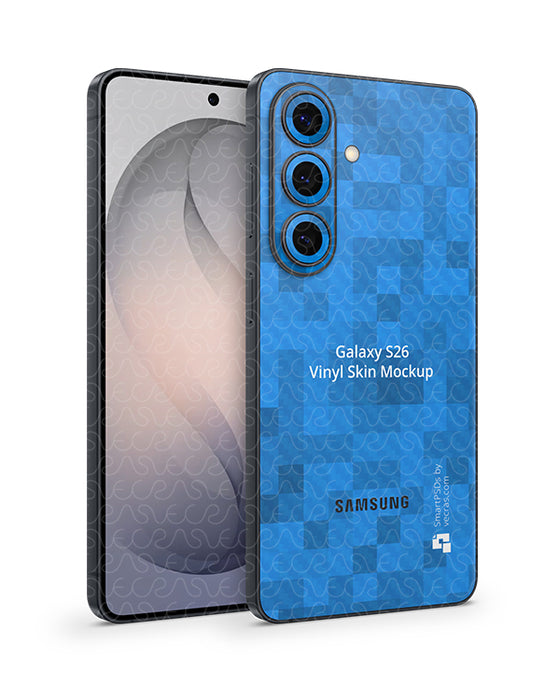 Galaxy S26 Mobile (2026) | Vinyl Skin Mockup PSD Template Angled Back Only
