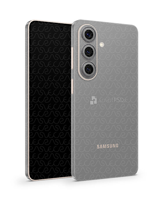 Galaxy S26 Mobile (2026) | Vinyl Skin Mockup PSD Template Angled Gray