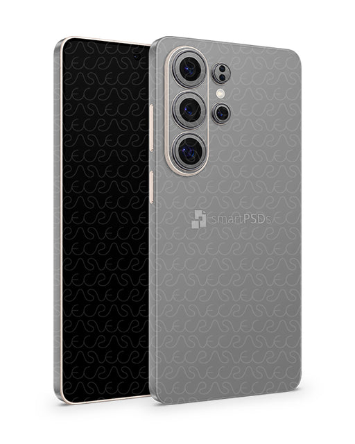 Galaxy S26 Ultra Mobile (2026) | Vinyl Skin Mockup PSD Template Angled Gray