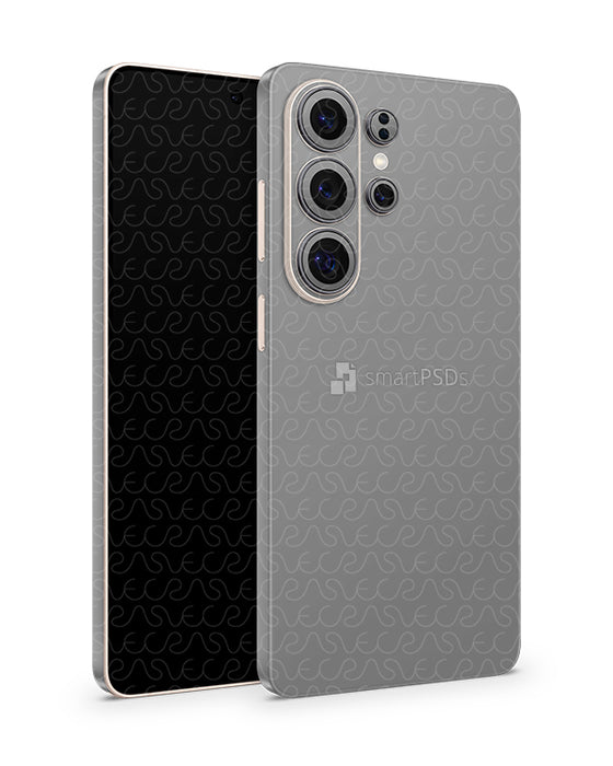 Galaxy S26 Ultra Mobile (2026) | Vinyl Skin Mockup PSD Template Angled Gray