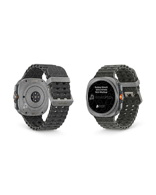 Galaxy Watch Ultra 47mm Skin Design Mockup Front Back Angled