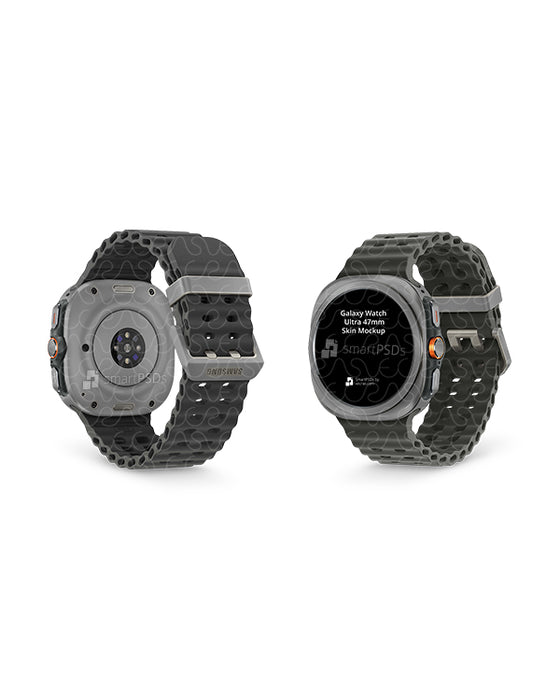 Galaxy Watch Ultra 47mm Skin Design Mockup Front Back Angled