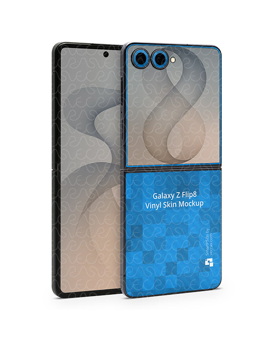 Galaxy Z Flip8 Mobile 2026 | Skin Design Mockup PSD Template Angled