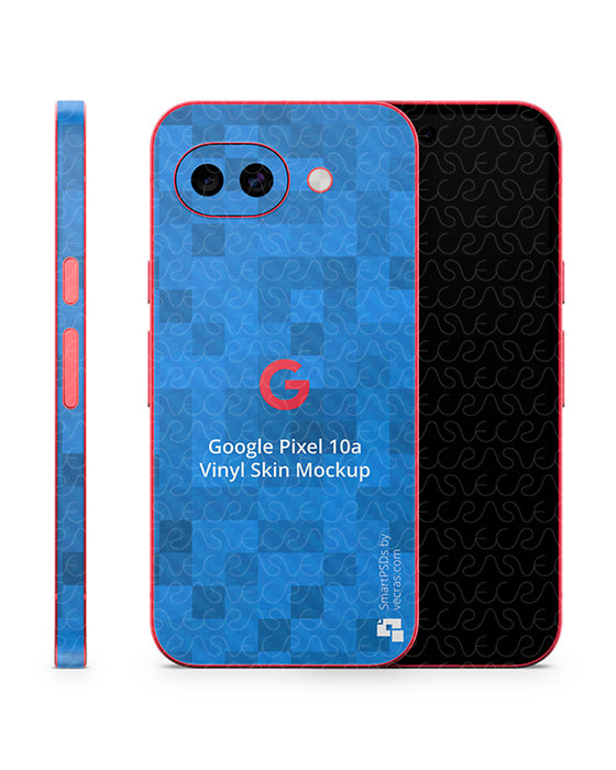 Google Pixel 10a Mobile 2026 | Skin Design Mockup PSD Template Split Full Wrap