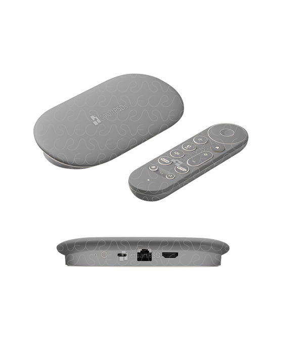 Google TV Streamer (GRS6B) 2024 | Skin Design Mockup PSD Template Gray Color 