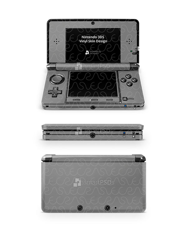 Nintendo 3DS Handheld Gaming Skin Design Mockup PSD Template — VecRas