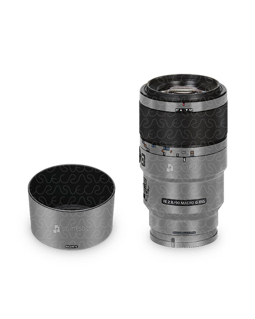 Sony FE 90mm F2.8 Macro G OSS Lens Skin Design Mockup Perspective