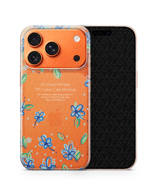 iPhone 17 Pro UV TPU Clear Case Design Mockup Front Back