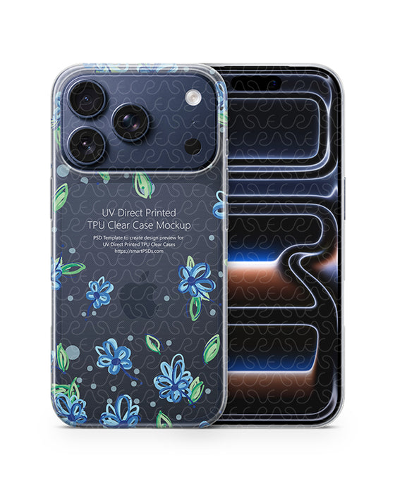 iPhone 17 Pro UV TPU Clear Case Design Mockup Front Back
