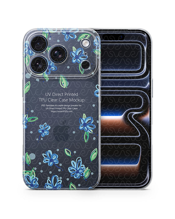 iPhone 17 Pro UV TPU Clear Case Design Mockup Front Back