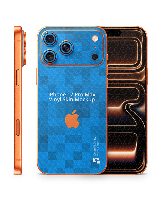 iPhone 17 Pro Max Full Wrap Skin Design Mockup Front Back and Side