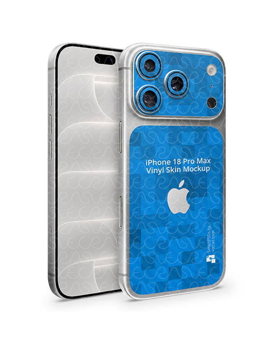 iPhone 18 Pro Max Mobile 2026 | Skin Design Mockup PSD Template Angled