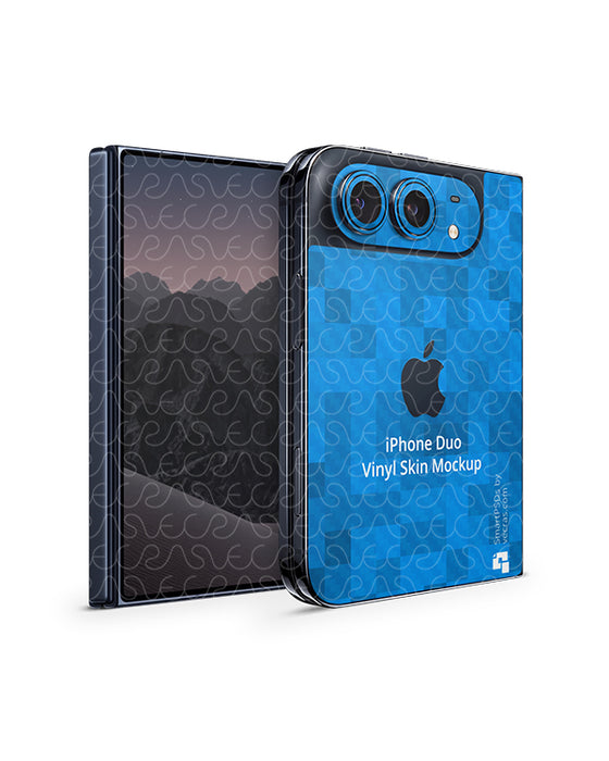 iPhone Duo Mobile 2026 | Skin Design Mockup PSD Template Angled