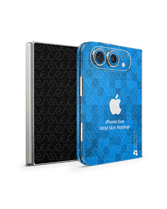 iPhone Duo Mobile 2026 | Skin Design Mockup PSD Template Angled