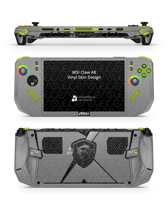 MSI Claw A8 Handheld Gaming 2025 | Skin Design Mockup PSD Template