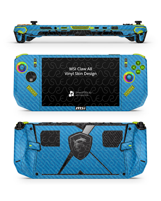 MSI Claw A8 Handheld Gaming 2025 | Skin Design Mockup PSD Template