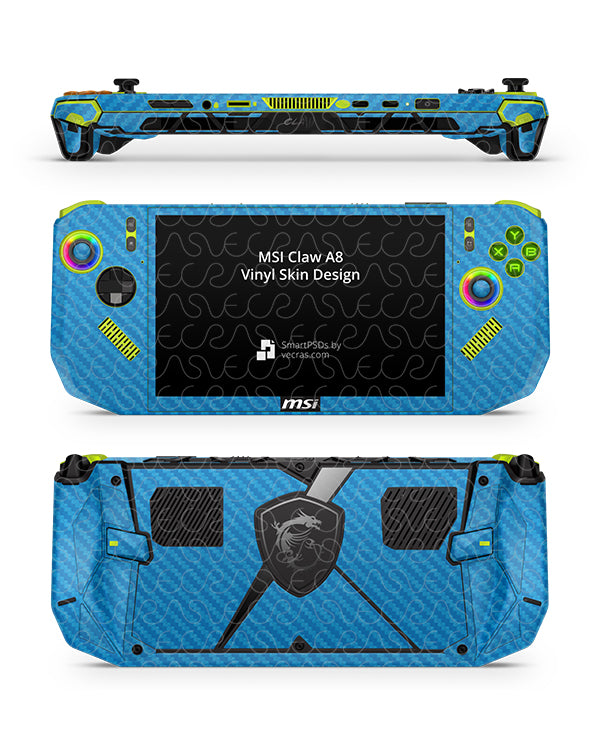 バイオ クリスタルふちデザインデスクトップ MSI Claw A8 Handheld Gaming Skin Design Mockup PSD Template — VecRas