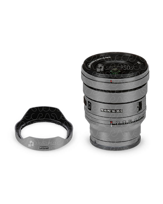 Sony FE PZ 16-35mm (2022) Lens Vinyl Skin Mockup PSD Template