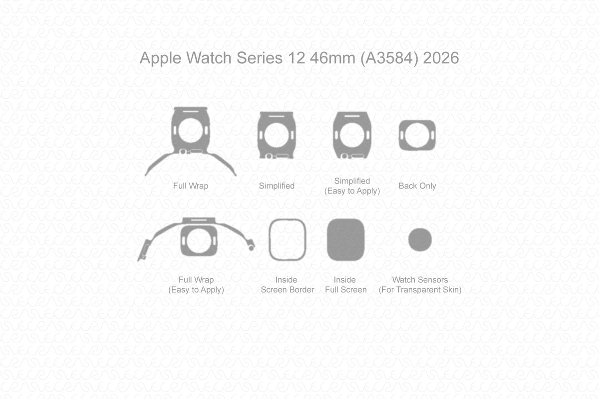 Apple Watch Series 12 46mm Skin CutFile Vector Template Full Wrap SVG ...