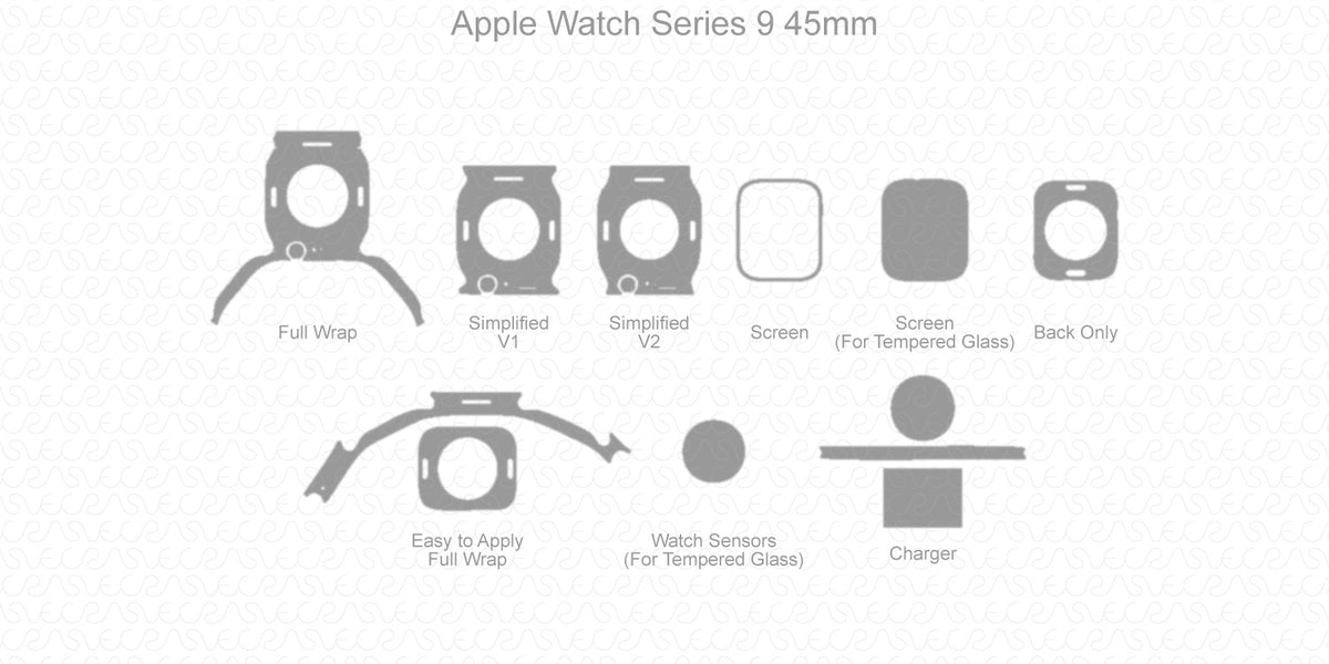 Watch Cut File Apple Watch Series 9 45mm Skin CutFile Vector Template Full Wrap SVG ...