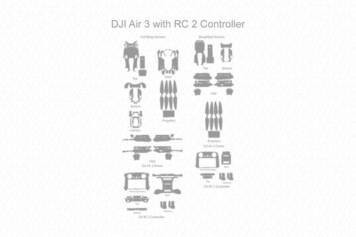 DJI Air 3 with RC 2 Controller  Full Wrap Skin Vector CutFile Template