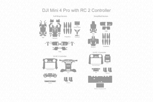 DJI Mini 4 Pro | RC 2 Remote Full Wrap Skin CutFile Template