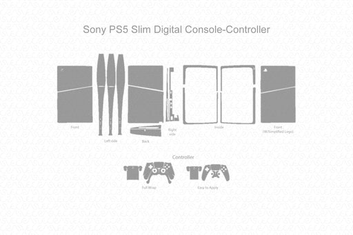 Sony PS5 Slim Digital Console Full Wrap Skin Vector CutFile Template