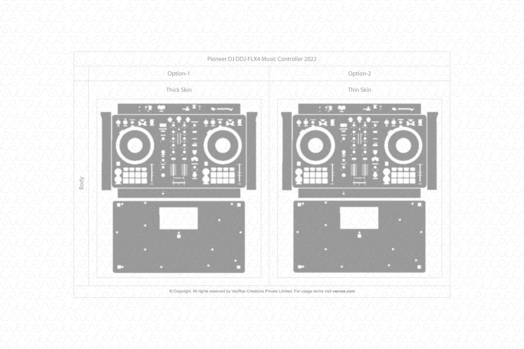 PIONEER DJ DDJ-FLX4 Music Controller 2022 | Skin Template Vector