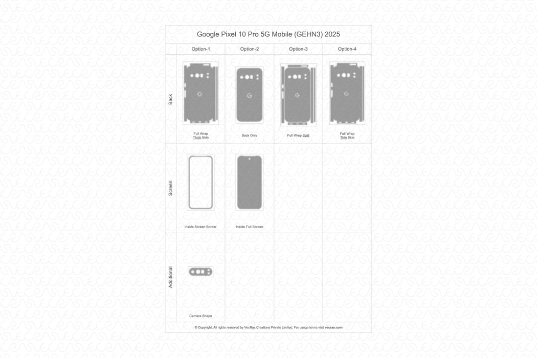 Google Pixel 10 Pro 5G 2025  Skin Cutfile