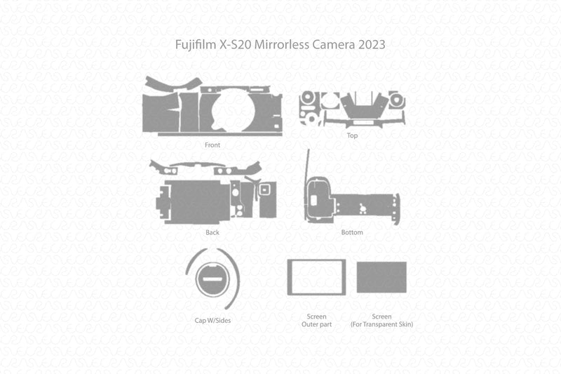 Fujifilm X-S20 Mirrorless Camera 2023 | Vinyl Skin Cut File Template