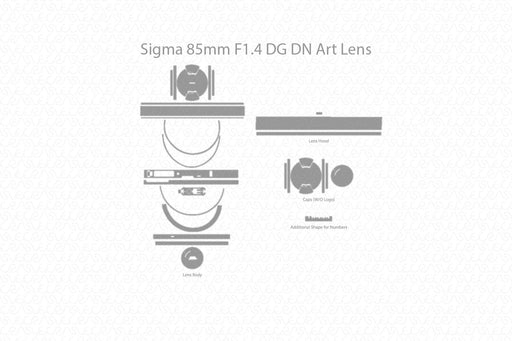 Sigma 85mm F1.4 DG DN (Sony) Art Lens Full Wrap Skin Vector CutFile Template