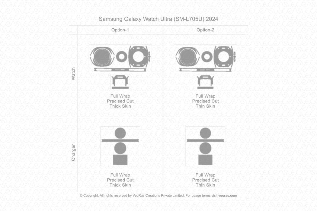 Samsung Galaxy Watch Ultra (SM-L705U) 2024-2025 | Vinyl Skin Cut File Template
