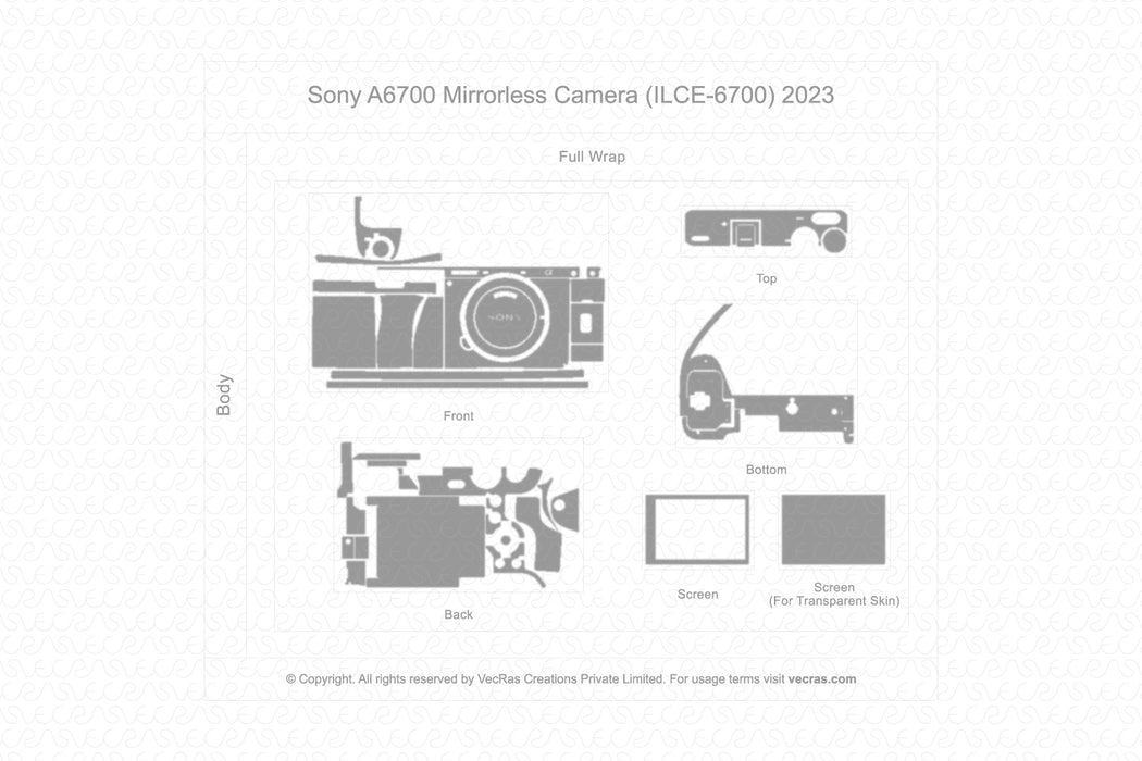 Sony A6700 Mirrorless Camera 2023 | Skin Template Vector 