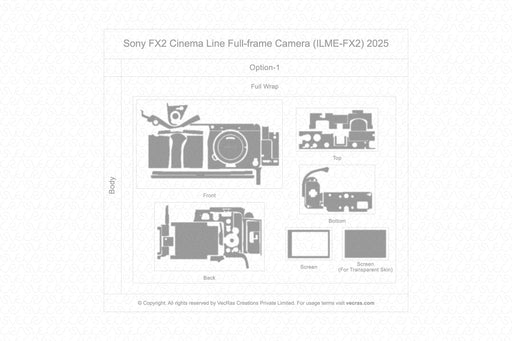 Sony FX2 Cinema Line Camera 2025 | Skin Template Vector