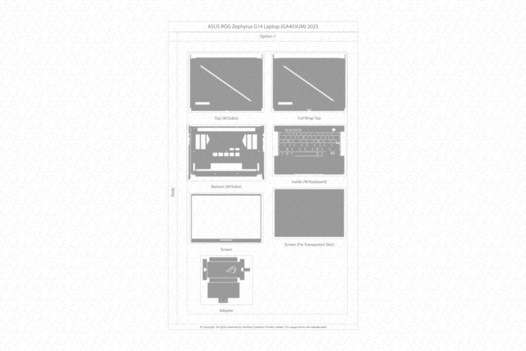 ASUS ROG Zephyrus G14 Laptop 2025 | Vinyl Skin Cut File Template