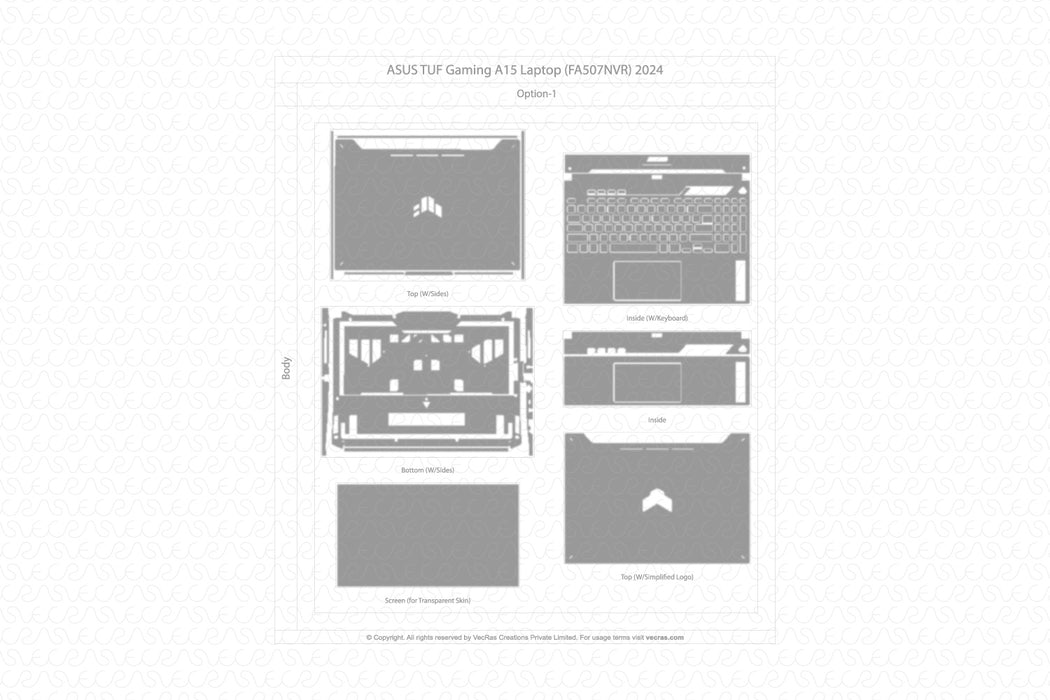 ASUS TUF Gaming A15 Laptop 2024 | Vinyl Skin Cut File Template