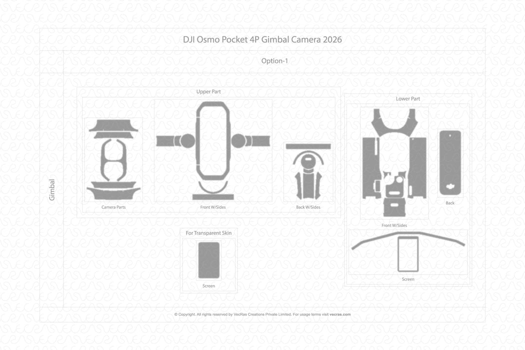 DJI Osmo Pocket 4P Gimbal Camera 2026 | Vinyl Skin Cut File Template 