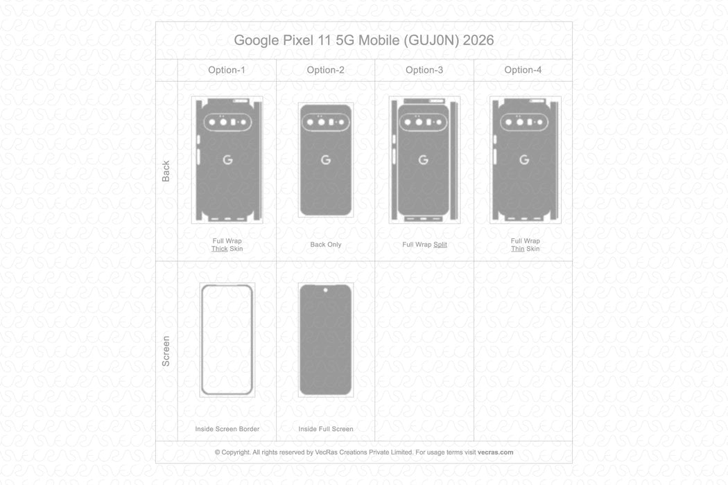 Google Pixel 11 5G Mobile 2026 | Vinyl Skin Cut File Template