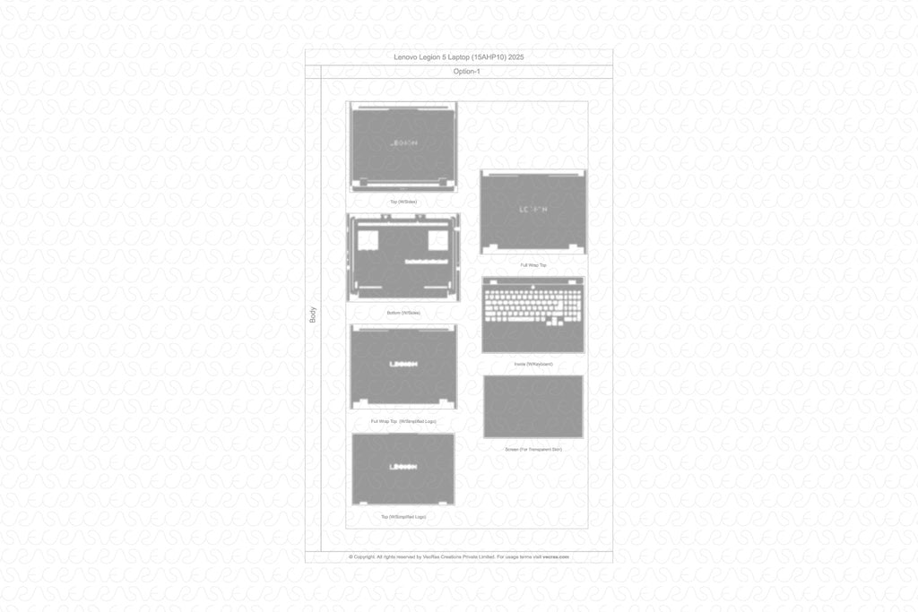 Lenovo Legion 5 Gen 10 2025 | Vinyl Skin Cut File Template Complete Kit