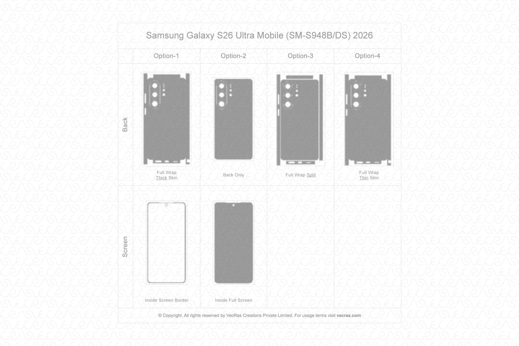 Galaxy S26 Ultra Mobile 2026 | Vinyl Skin Cut File Template