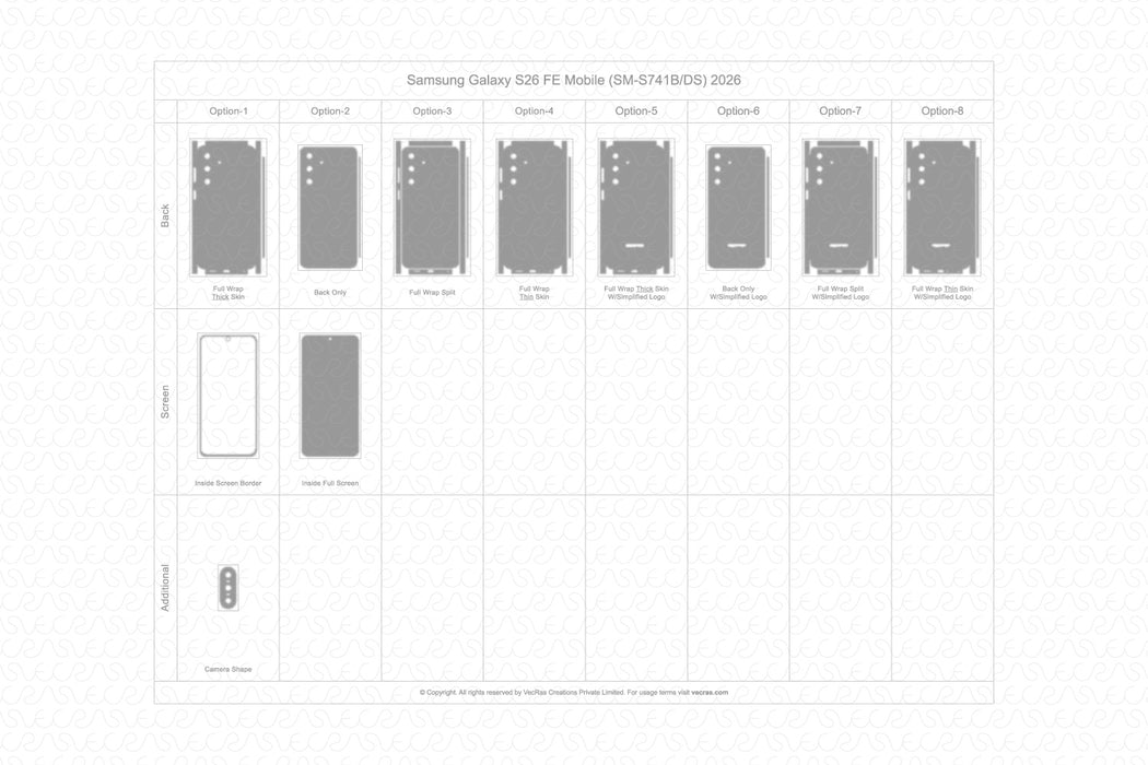 Galaxy S26 FE Mobile 2026 | Vinyl Skin Cut File Template 