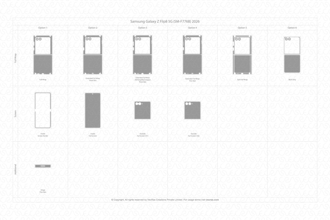 Samsung Galaxy Z Flip8 2026 | Vinyl Skin Cut File Template