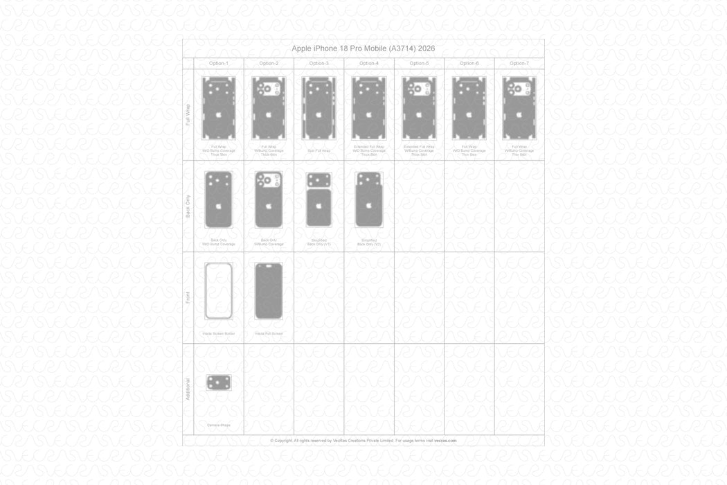 iPhone 18 Pro Mobile 2026 | Vinyl Skin Cut File Template 