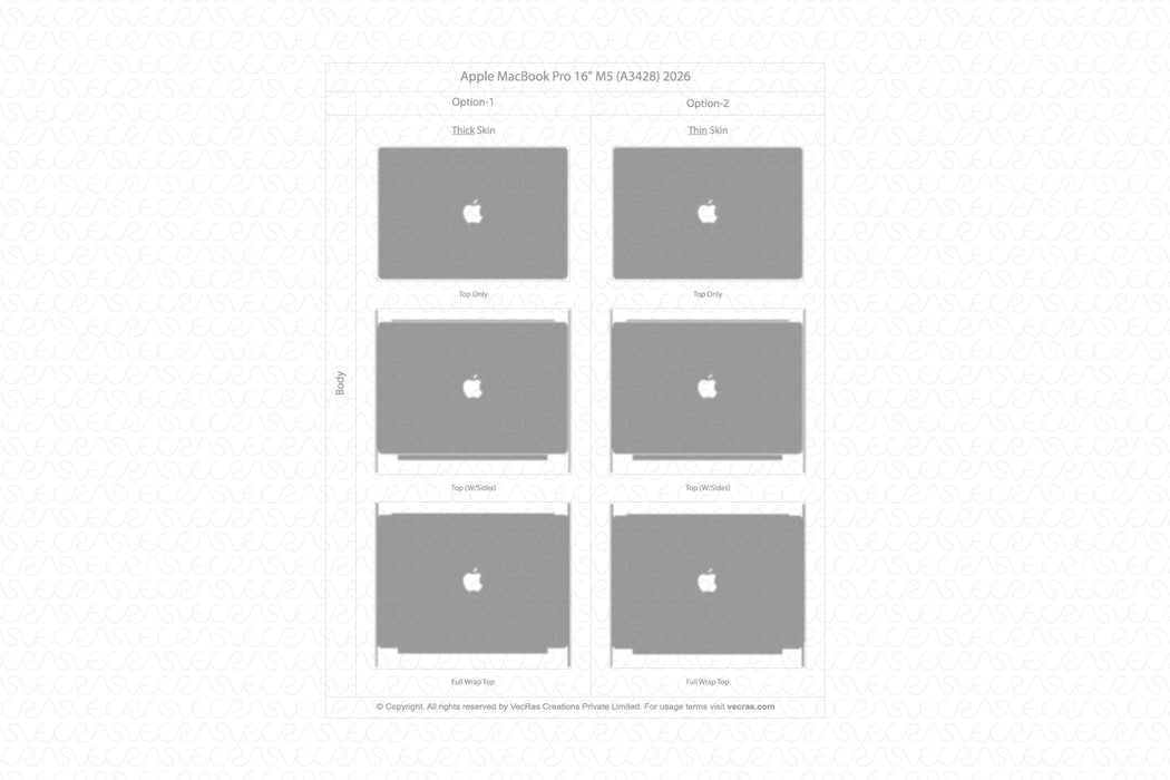 Apple MacBook Pro 16" M5 Pro 2026 | Vinyl Skin Cut File Template 