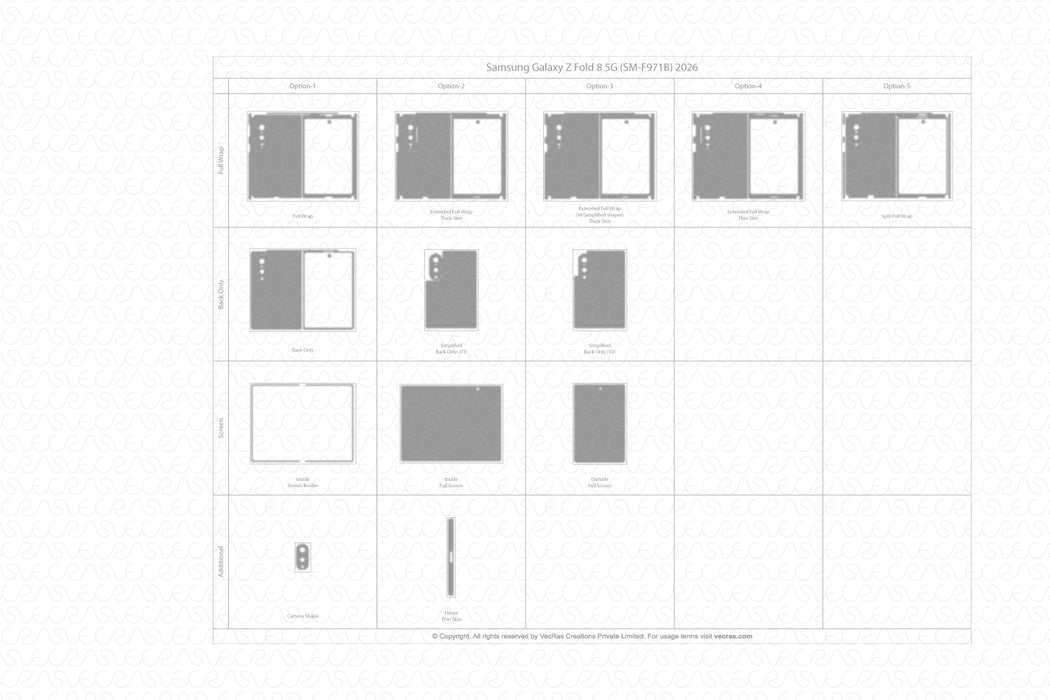 Samsung Galaxy Z Fold8 Mobile 2026 | Vinyl Skin Cut File Template