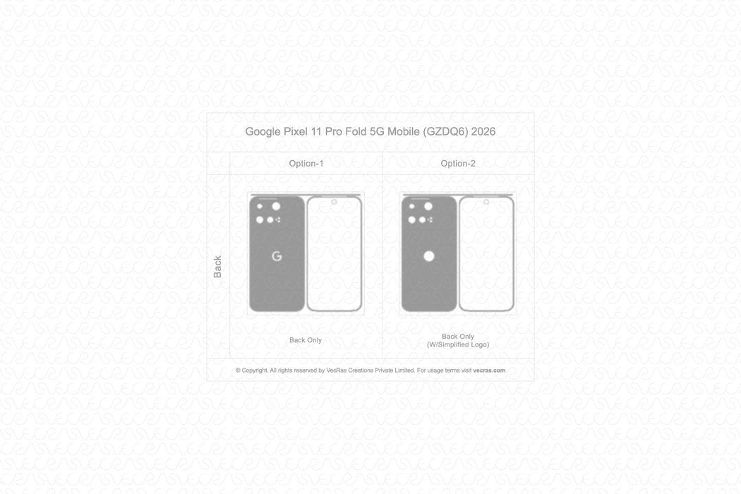 Google Pixel 11 Pro Fold 5G Mobile 2026 | Vinyl Skin Cut File Template